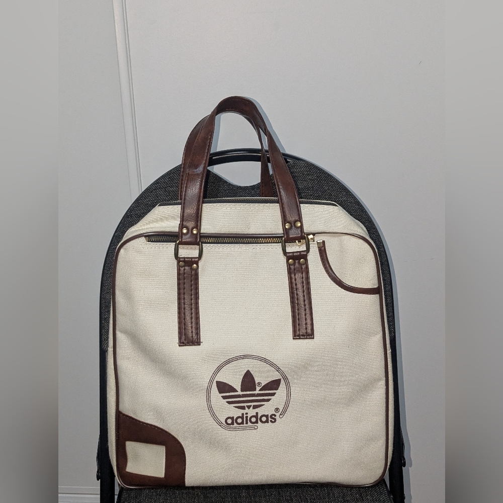 Adidas Trefoil Retro Canvas Tote Bag | Vintage Gym Duffle Weekender